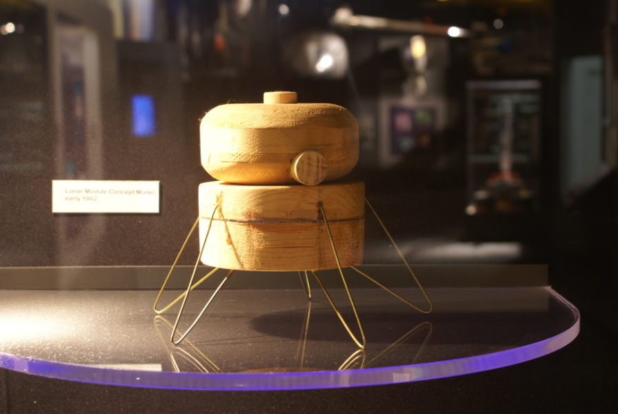 early Grumman lunar module wood model using paperclips