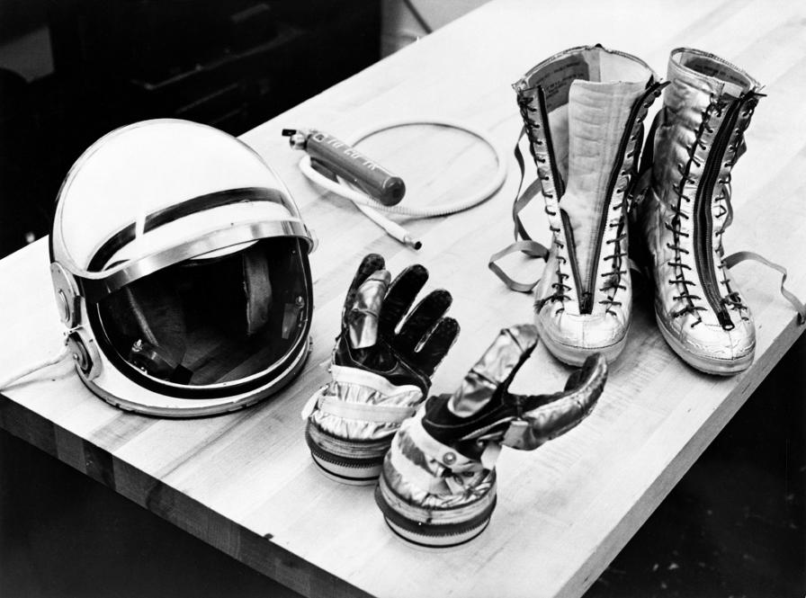 Project Mercury space suit helmet, gloves, and boots