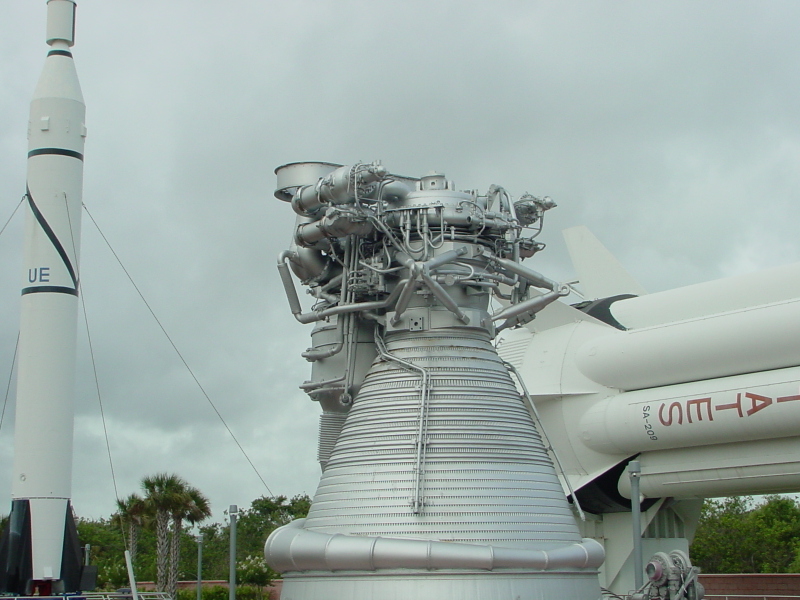 F-1 engine mockup FM-103 at Kennedy Space Center KSC twin-elbow LOX
	dome inlet