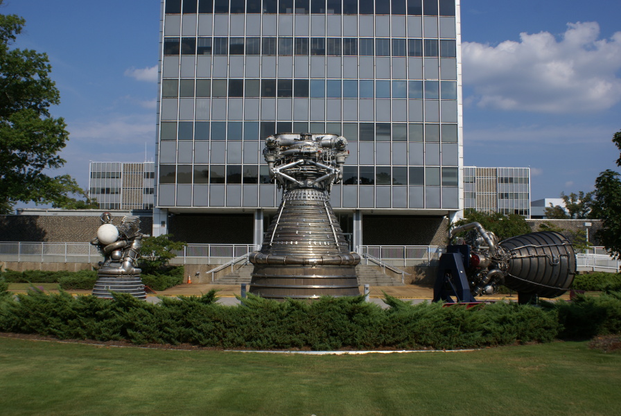 Marshall Space Flight Center rocket engine display at Building 4200 in
    2013