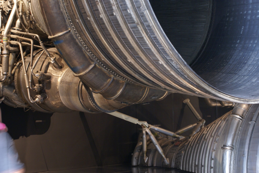 F-1 engine F-1001 at National Air and Space Museum NASM showing
	turbine exhaust manifold