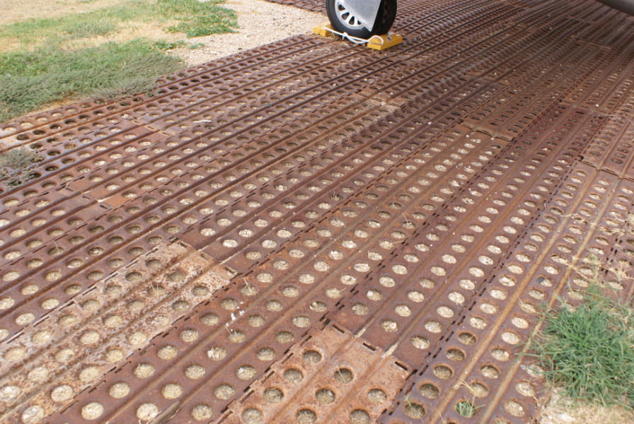 Pierced steel planking aka Marston Mat under P-51D at Barksdale Global Power Museum (Formerly the 8th Air Force Museum)