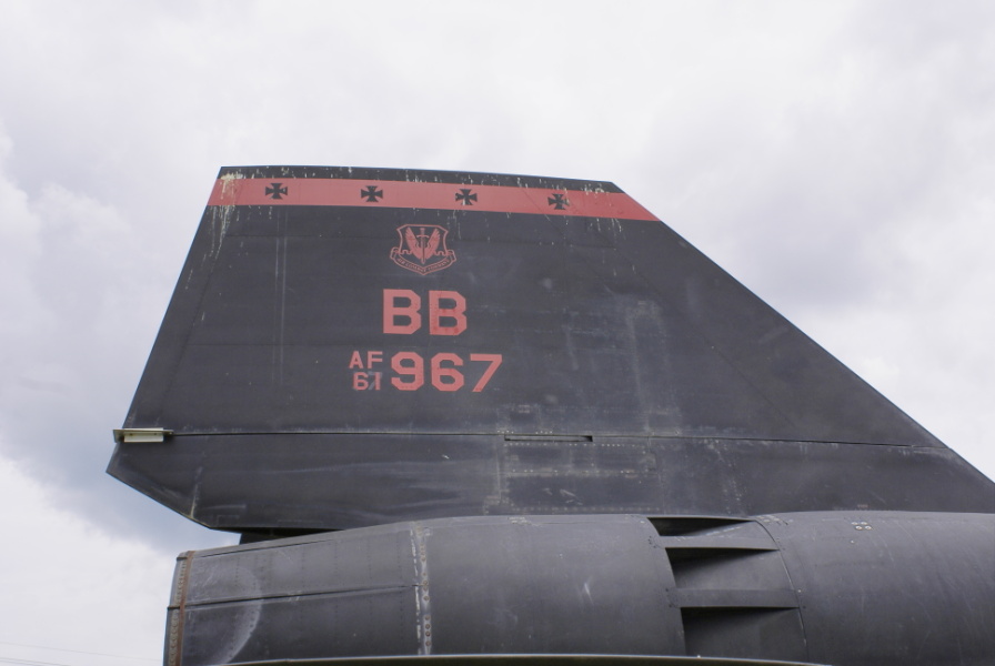 The tail number of the SR-71 at the Barksdale Global Power Museum (Formerly the 8th Air Force Museum), 61-7967 (BB AF 61 967).