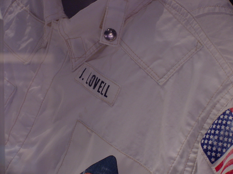 Lovell's name tag on Lovell's Apollo 8 Inflight Coverall Garment (ICG) jacket at Adler Planetarium