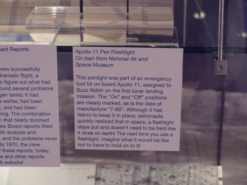 Sign accompanying the Apollo 11 FA-5 Penlight at Adler Planetarium