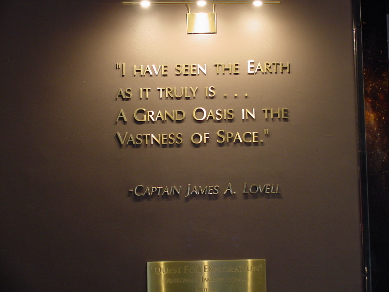 Sign accompanying Jim Lovell "Quest for Exploration" Statue at Adler Planetarium