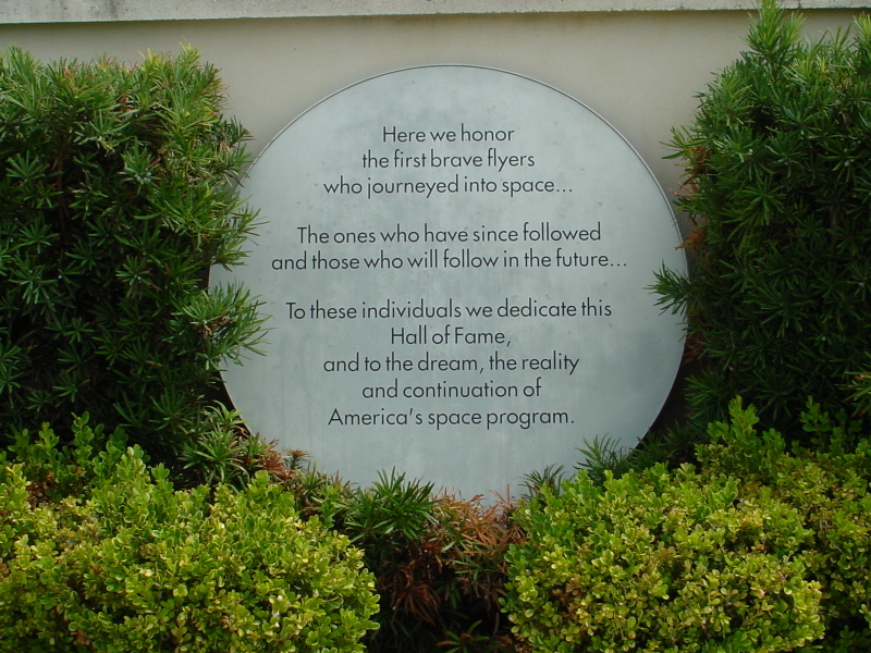 Sign outside the Astronaut Hall of Fame