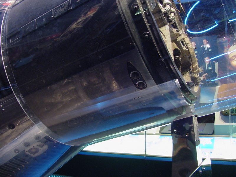 Yaw thrusters on Mercury Spacecraft Sigma 7 recovery compartment at Astronaut Hall of Fame