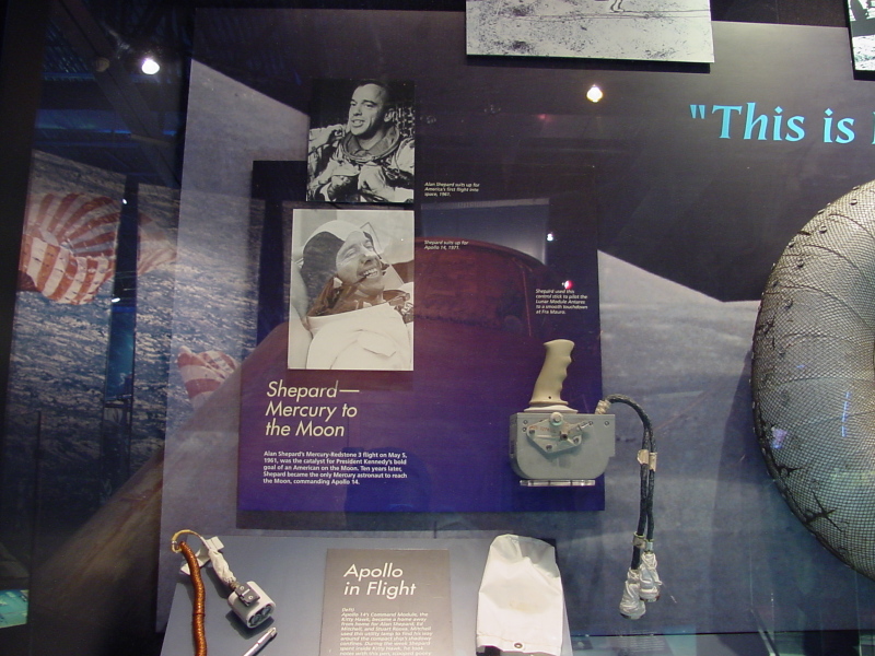 Sign by Apollo 14 hand controller at Astronaut Hall of Fame