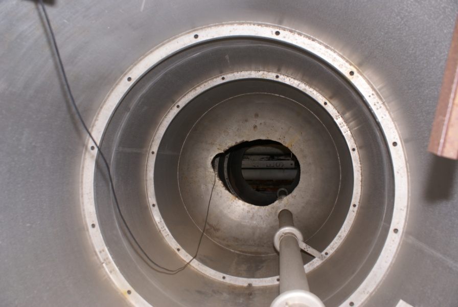 Propellant tank dividing bulkhead and conduit inside Redstone Center Unit at Air Zoo