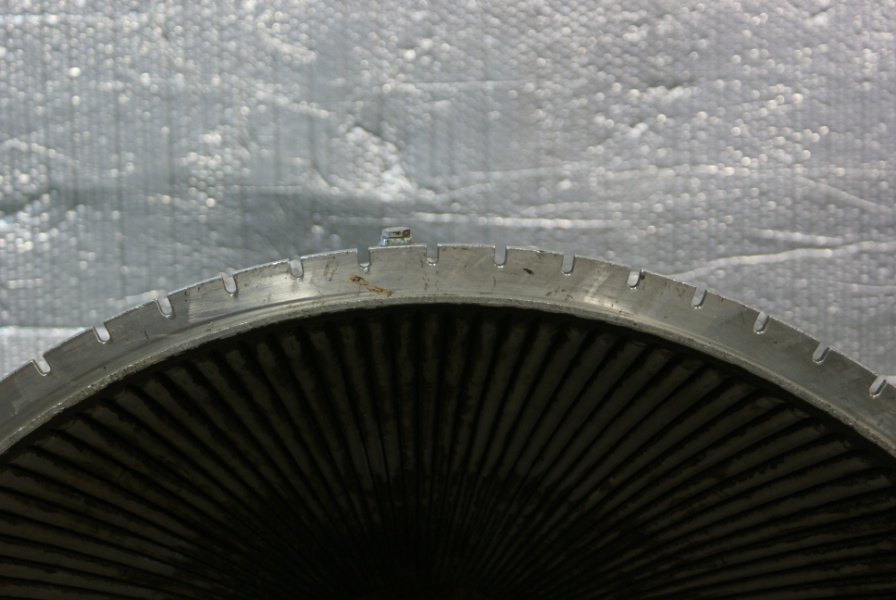 Detail of the exit plane of the LR-91 Thrust Chamber at the Air Zoo, where the nozzle extension would bolt on