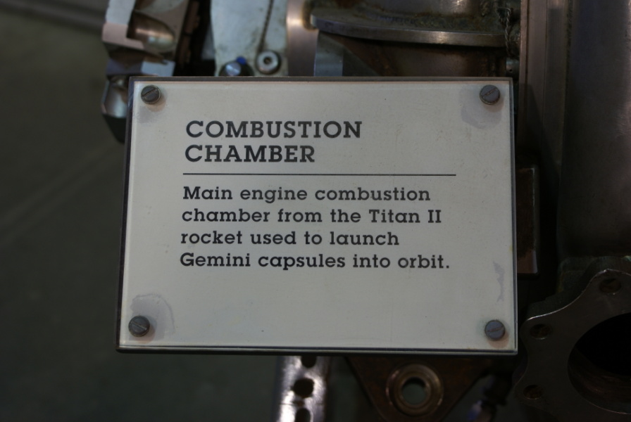 Sign on the LR-91 Thrust Chamber at the Air Zoo