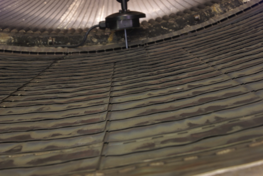 Shingles on the interior of the nozzle extension on F-1 Engine at Air Zoo