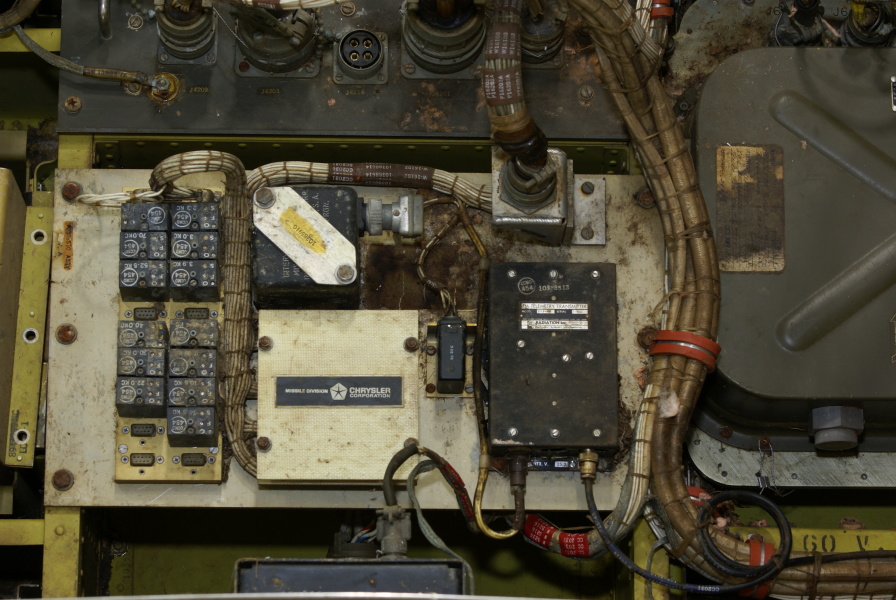 Chrysler Corporation Missile Division and FM telemetry transmitter in instrument compartment in Redstone Aft Unit at Air Zoo
