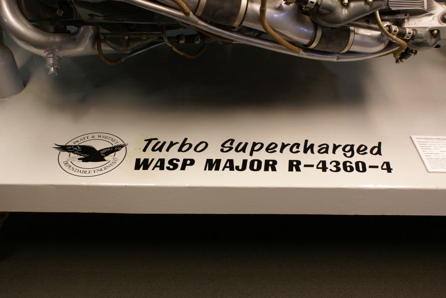 Sign on the Wasp Major R-4360 Engine Cutaway dolly at the Air Zoo