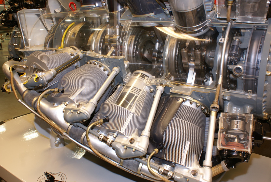 Pistons and cylinders on the Wasp Major R-4360 Engine Cutaway at the Air Zoo