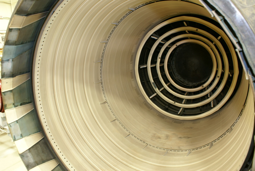 Afterburner liner and afterburner spray bar rings in the J58 (SR-71) Engine at the Air Zoo.