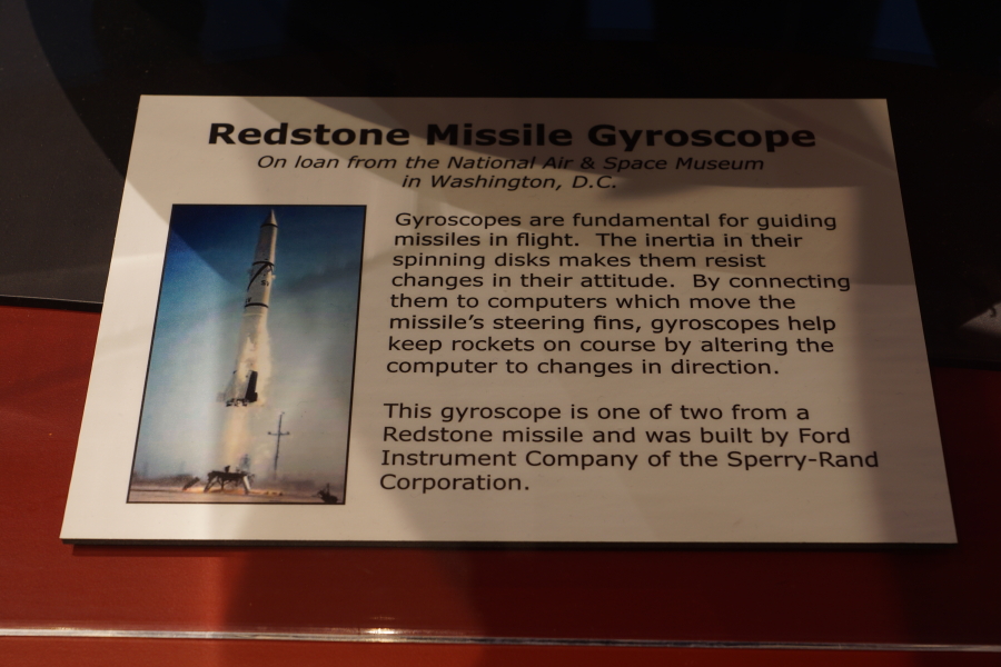 Sign accompanying the Redstone ST-80 Stabilized Platform at Air Zoo