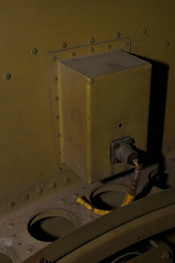 Electrical connection box on interior of Redstone Tail Unit at Air Zoo