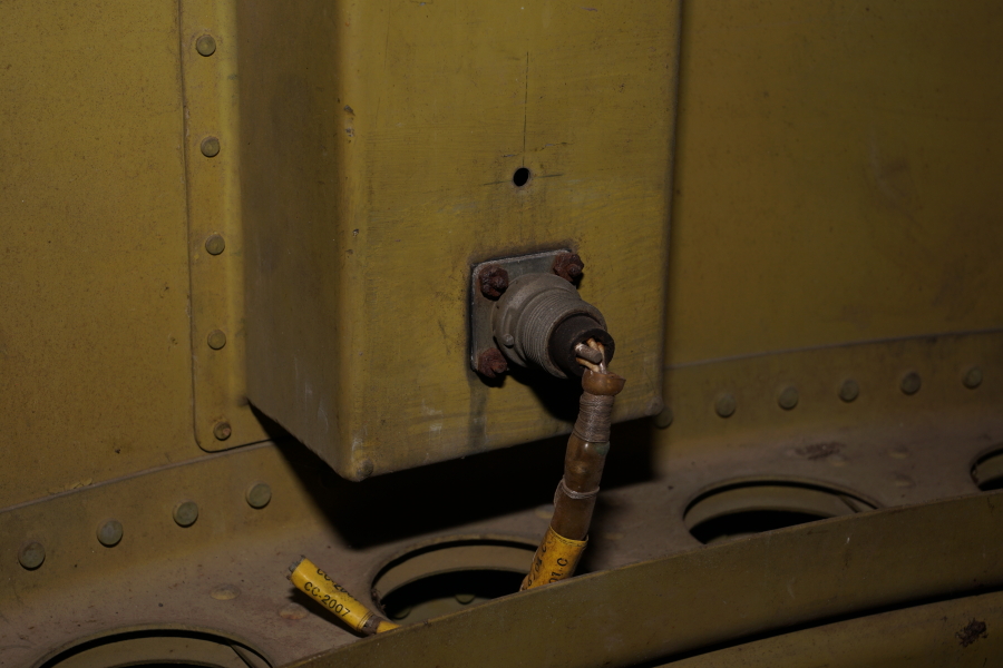 Electrical connection box on interior of Redstone Tail Unit at Air Zoo