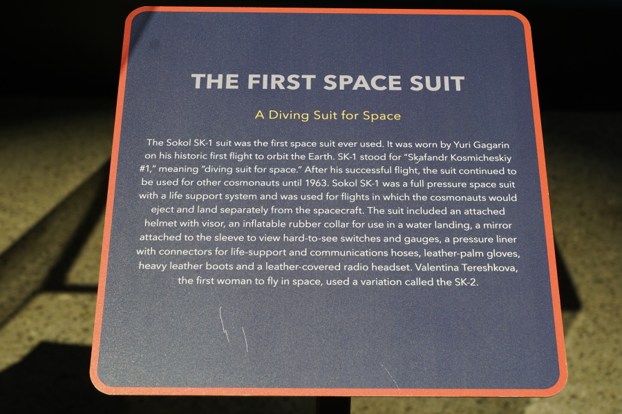 Sign accompanying the Vostok (SK-1) Suit at Apollo:  When We Went to the Moon