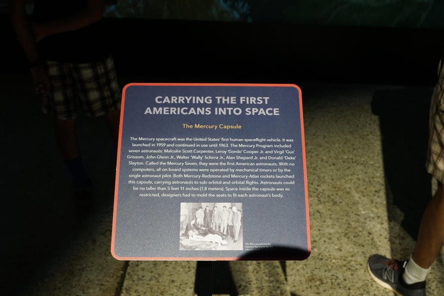 Sign accompanying the Mercury spacecraft mockup in the Apollo:  When We Went to the Moon exhibit
