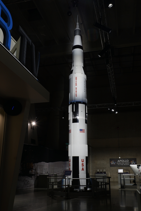 Steve Eves' 1:10 Saturn V model in the Apollo:  When We Went to the Moon exhibit