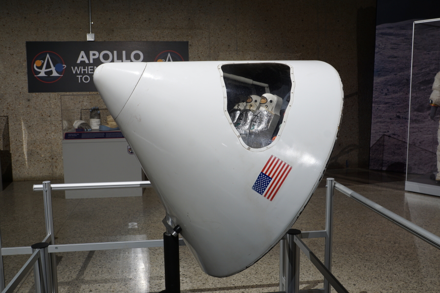 Large-scale command module module in the Apollo:  When We Went to the Moon exhibit