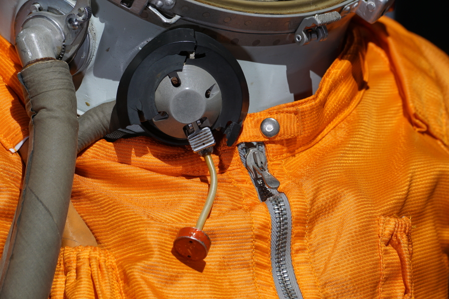 Vostok (SK-1) Suit helmet umbilical hoses at Apollo:  When We Went to the Moon