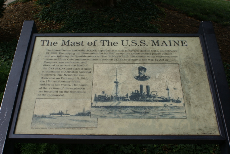 Sign by the USS Maine Memorial at Arlington National Cemetery