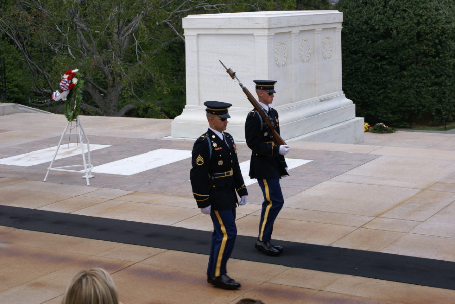 Changing of the guard at the Tomb of the Unknowns at Arlington National Cemetery