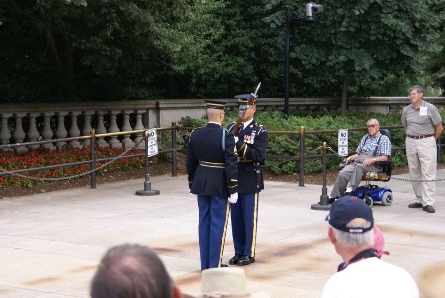 Changing of the guard at the Tomb of the Unknowns at Arlington National Cemetery