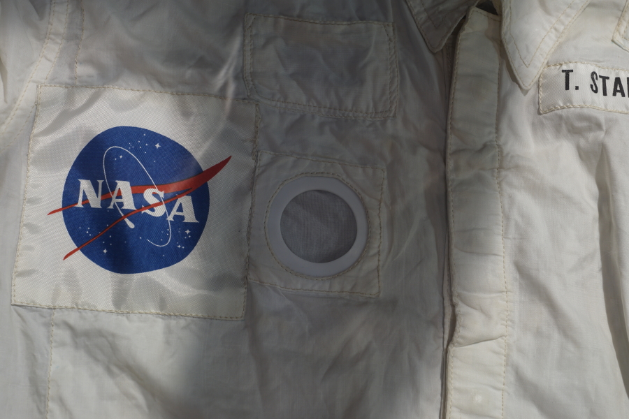 Biomedical pass-through in Stafford's Apollo 10 Inflight Coverall Garment at Celebrating Apollo