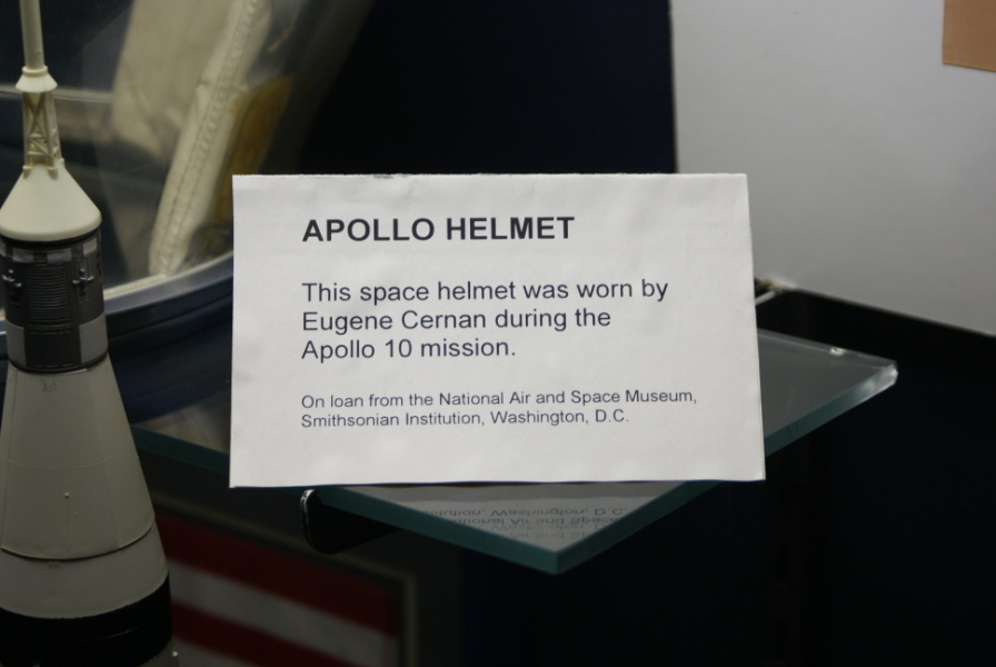 Sign accompanying Cernan's Apollo 10 Helmet at Cernan Center