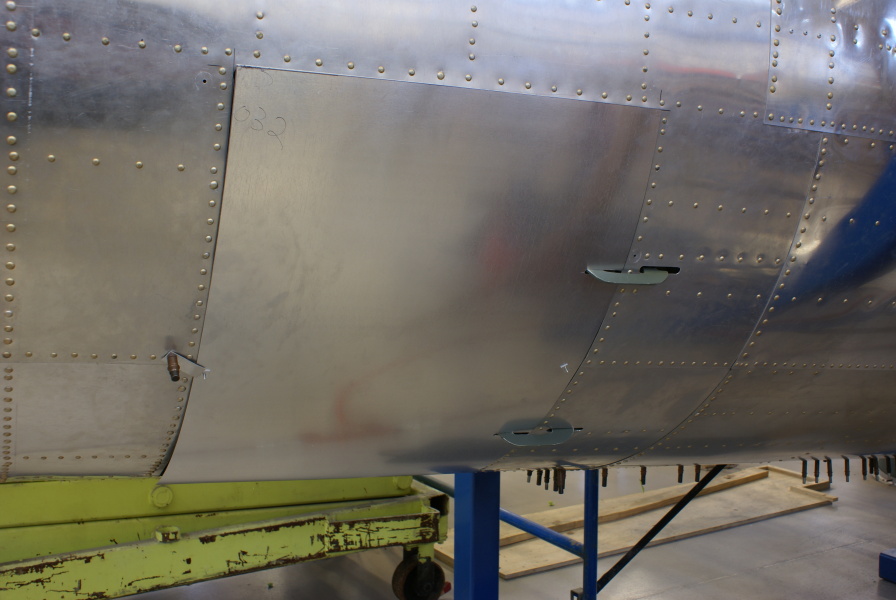 B-17 (Restoration as of May 2014) tail gunner's compartment door at Champaign Aviation Museum