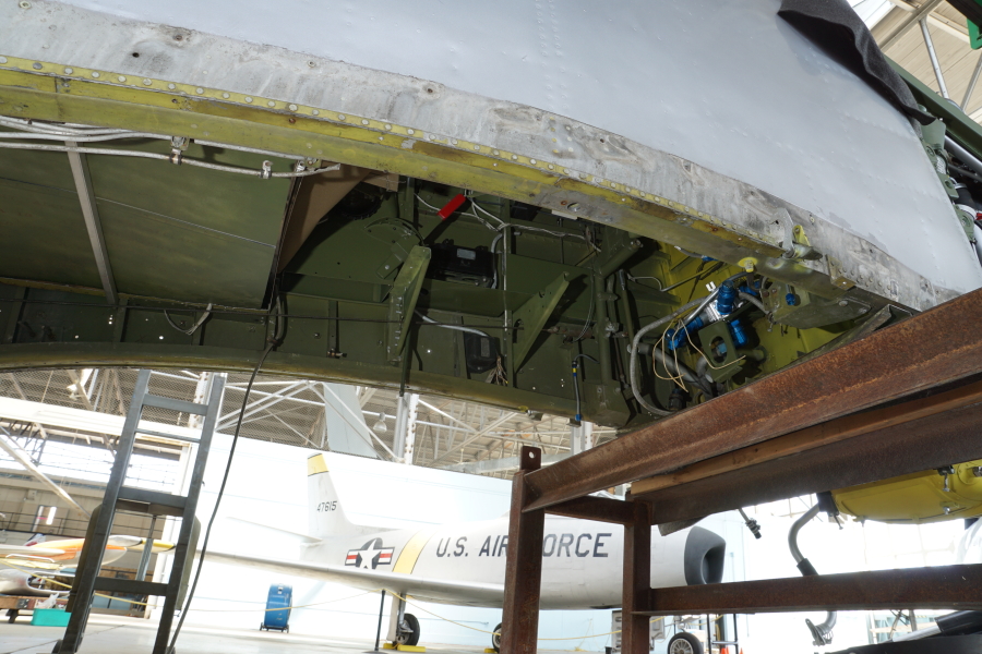 P-51H fuselage underside which mates to wing and cockpit interior at Chanute Air Museum