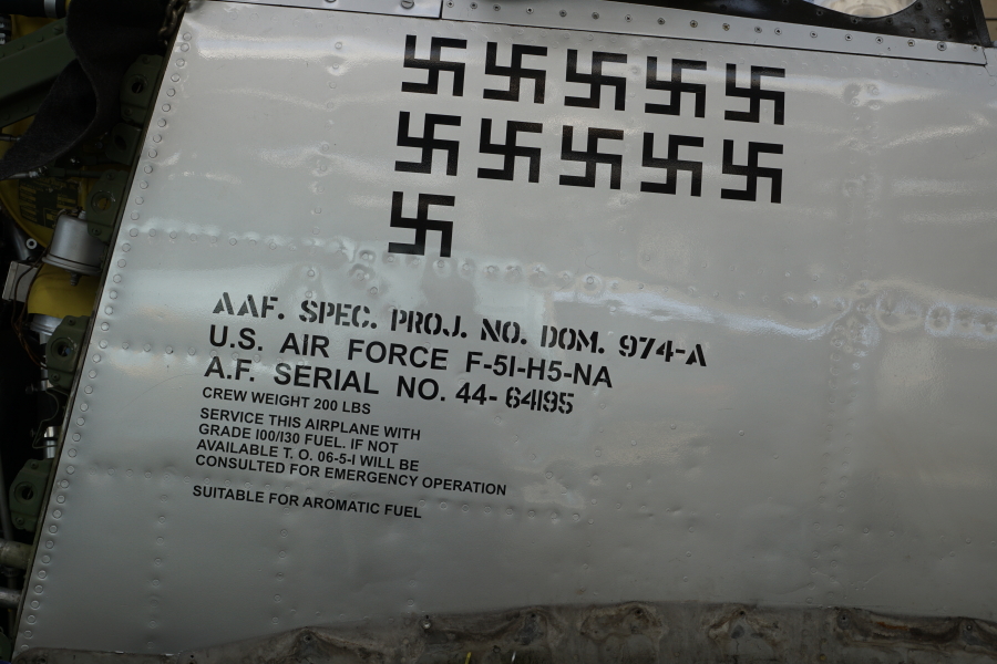 P-51H serial number panel, F-51-H5-NA 44-64195, at Chanute Air Museum