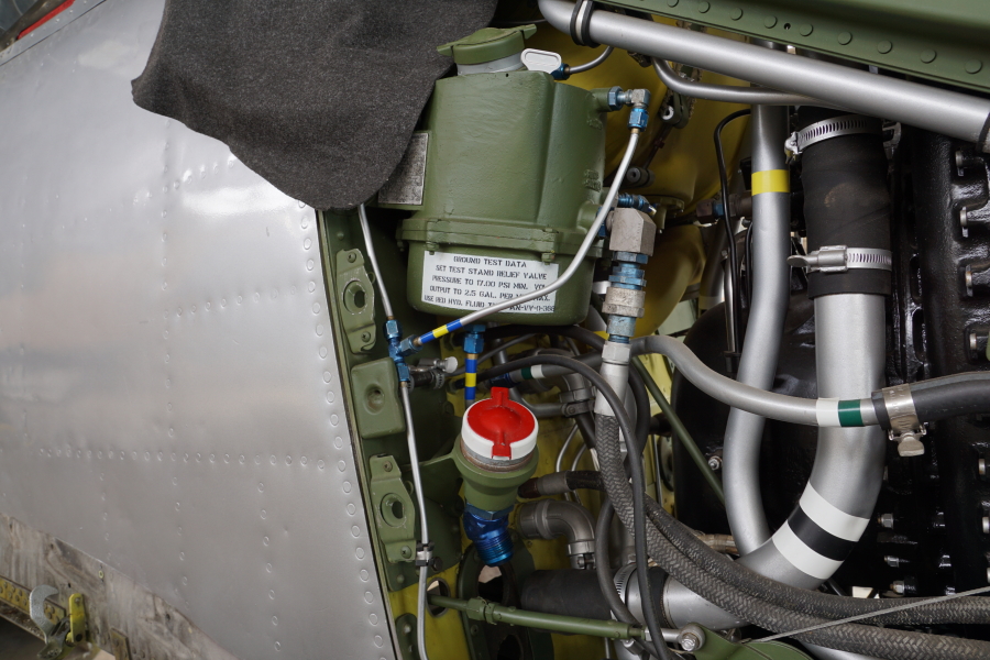 P-51H hydraulic system component at Chanute Air Museum