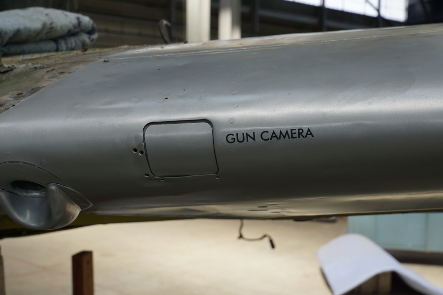 P-51H wing gun camera access panel at Chanute Air Museum