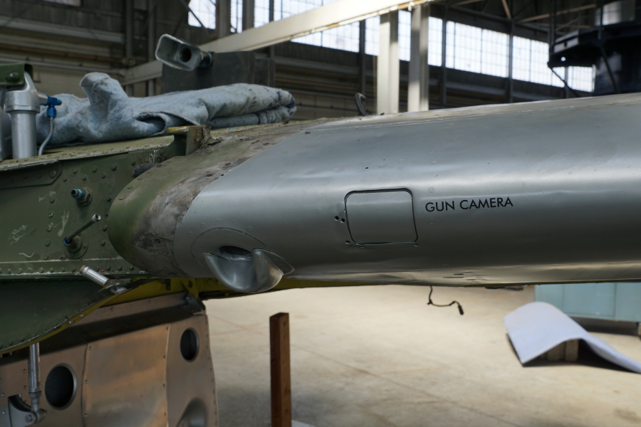 P-51H wing gun camera access panel at Chanute Air Museum