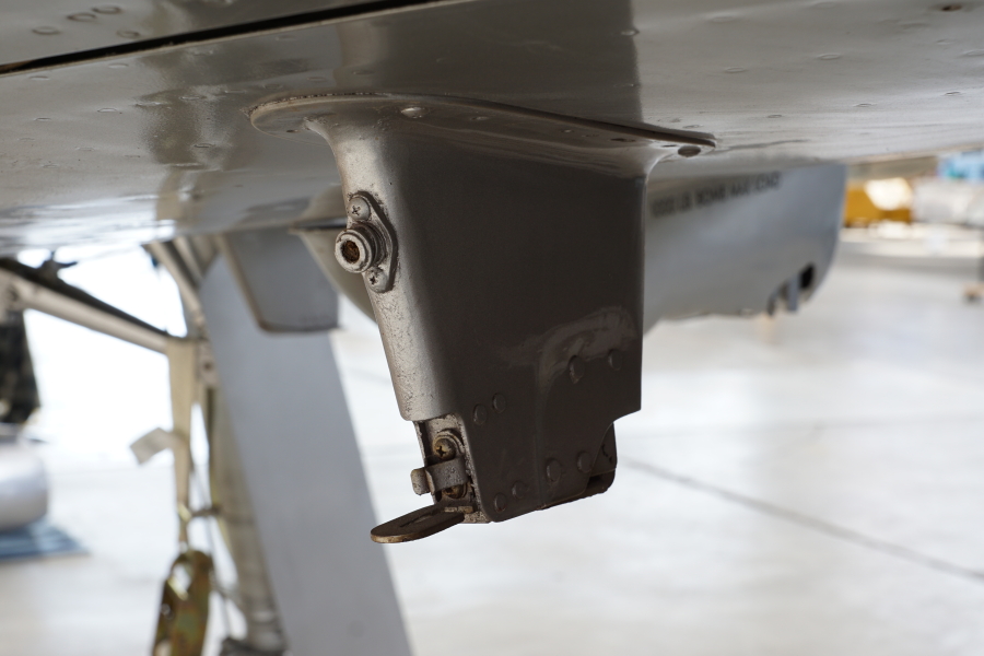 P-51H bomb racks and wing hardpoints at Chanute Air Museum