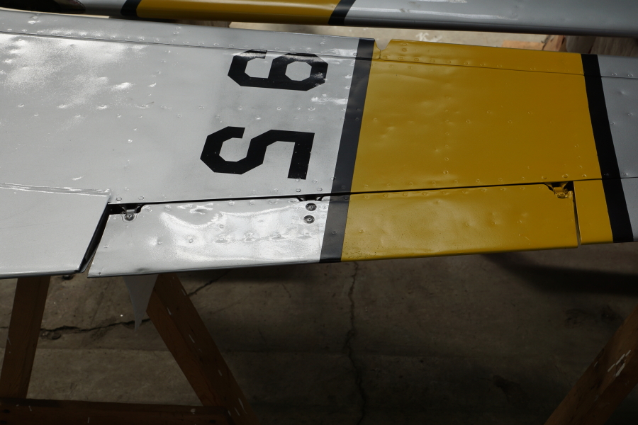 P-51H vertical stabilizer, rudder, and rudder trim tab at Chanute Air Museum