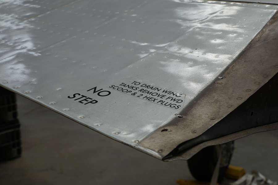 P-51H wing tank drain decal at Chanute Air Museum