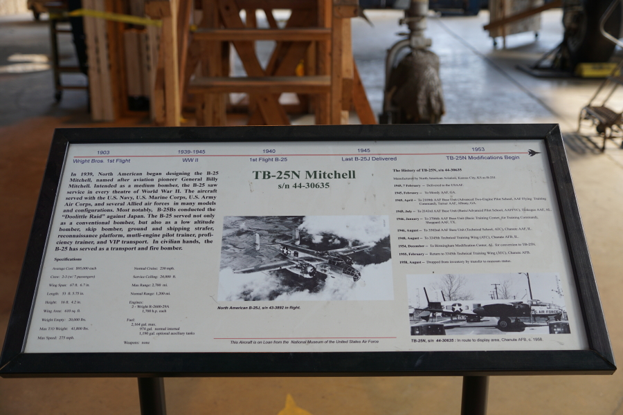 Sign by B-25 at Chanute Air Museum