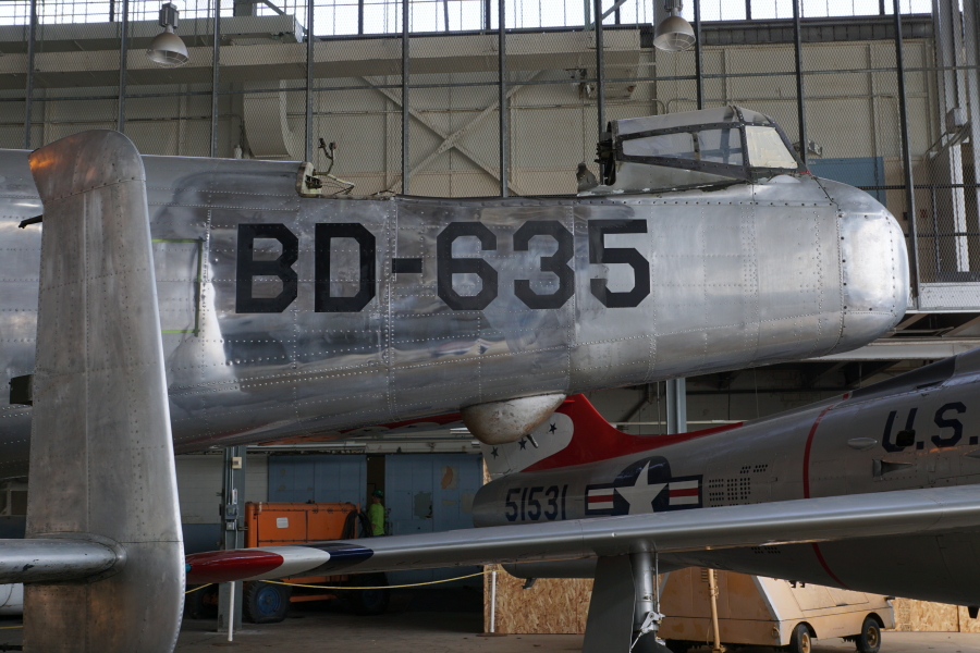 Tail of B-25 at Chanute Air Museum, including serial number (BD-635, or 44-30635)