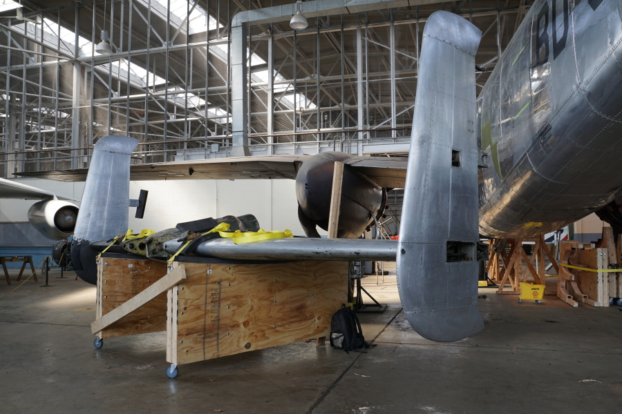 B-25 horizontal and vertical stabilizers at Chanute Air Museum