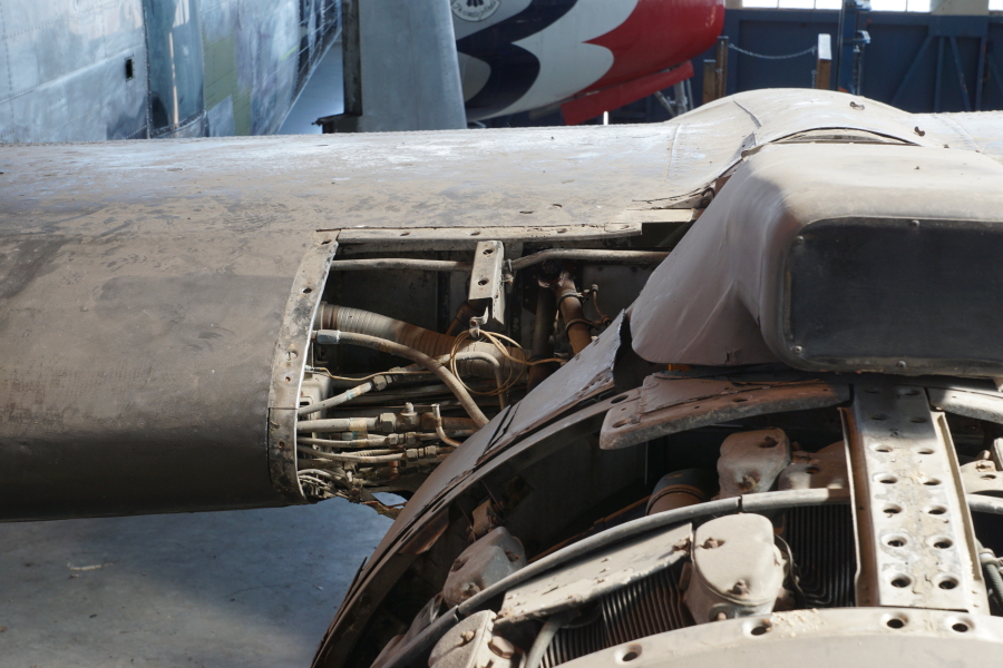 Engine mount on B-25 wing at Chanute Air Museum
