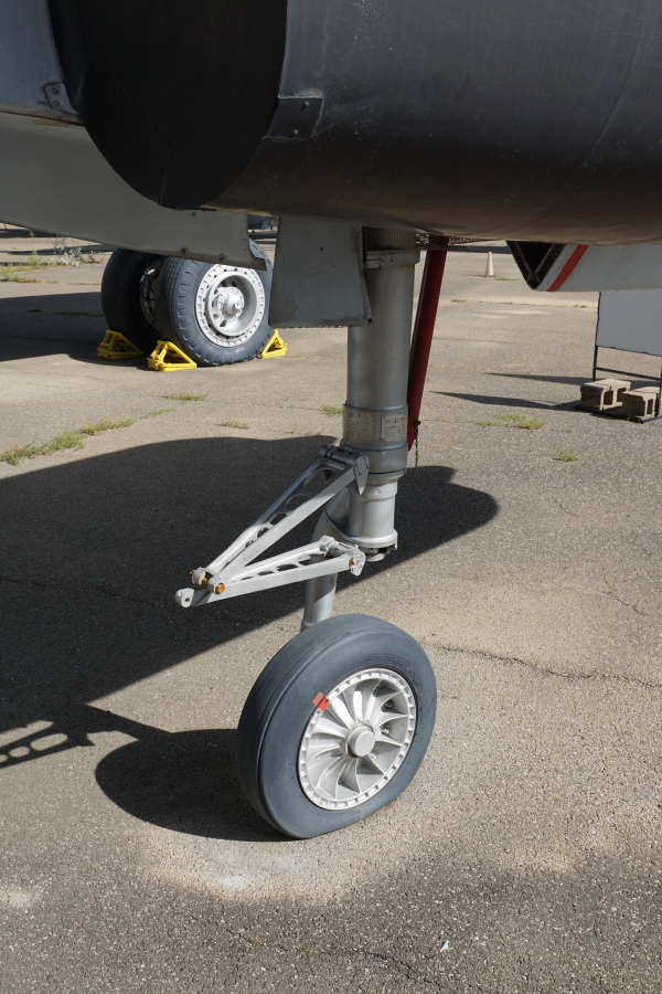 Outrigger landing gear on XB-47 inboard engine at Chanute Air Museum
