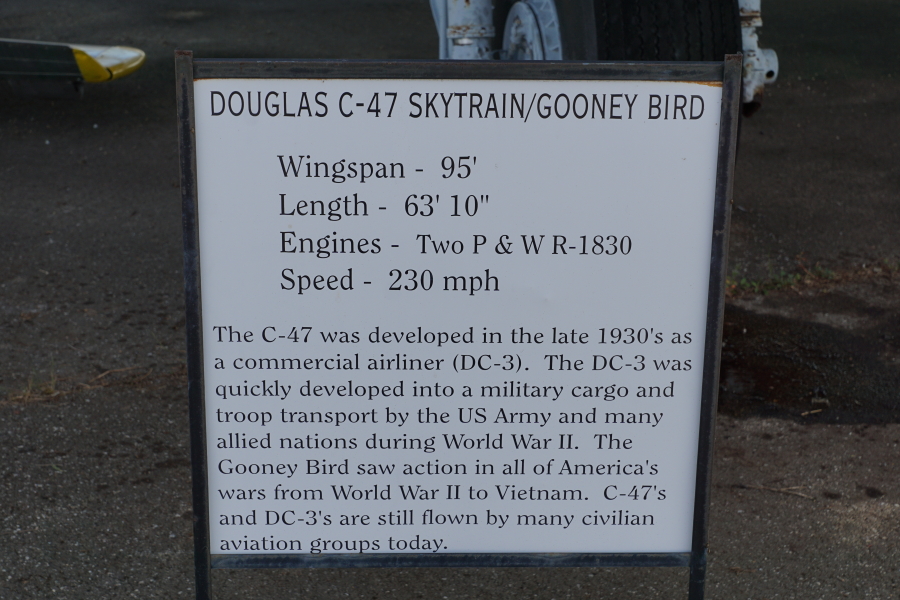 Sign by the C-47 at Chanute Air Museum