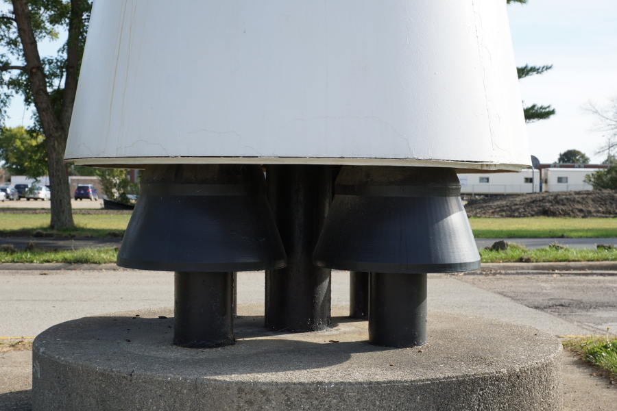 Thrust vector control nozzle exit cones on Minuteman III at Chanute Air Museum